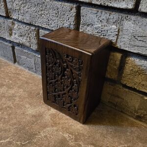 Dark Wooden Detailed Pet Urn